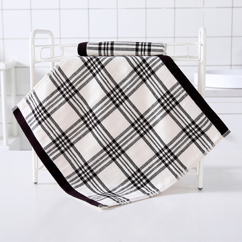Factory wholesale cotton fabric checkered square simple Japanese good Terry gauze children's small towel daily necessities