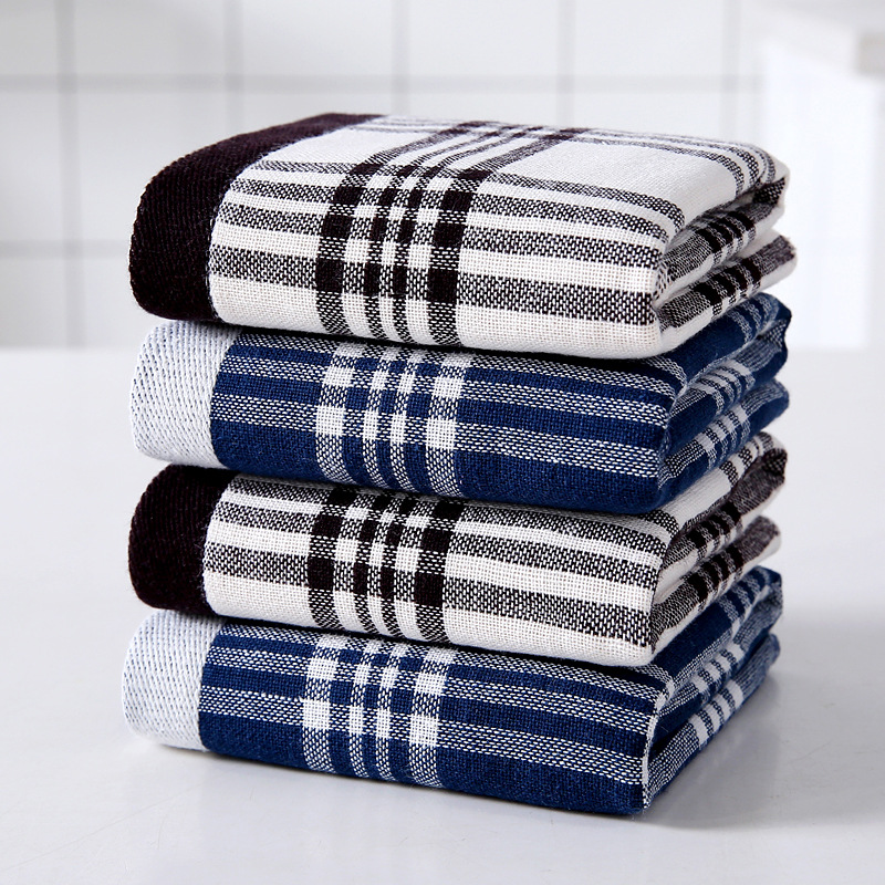 Factory wholesale cotton fabric checkered square simple Japanese good Terry gauze children's small towel daily necessities