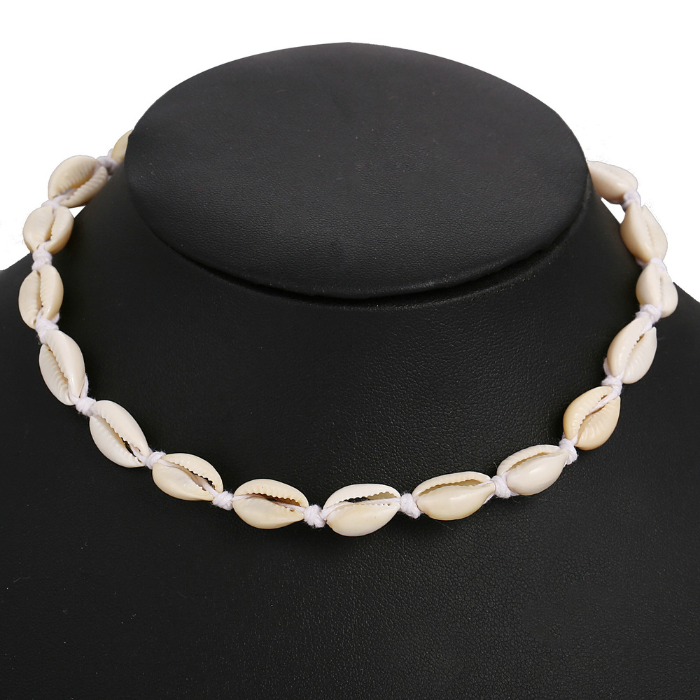 shell necklace creative retro simple shell pearl neck chain_voghion.com