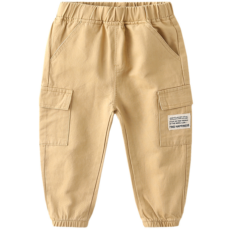 Children's casual pants boys pocket overalls baby Autumn Children's pants Korean spring and autumn fashion manufacturers wholesale
