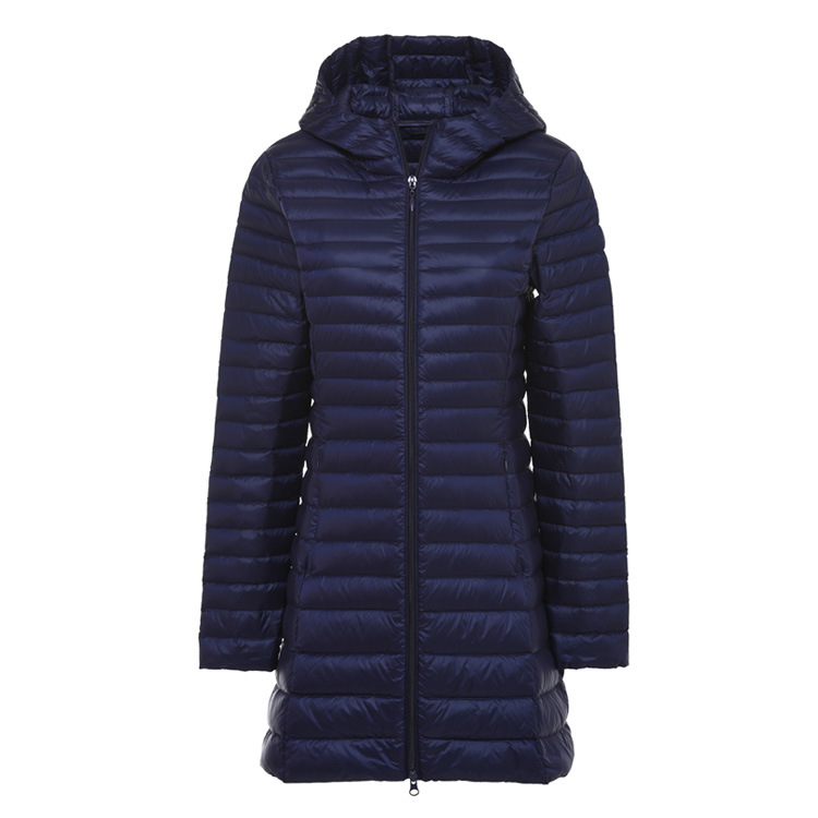 Lightweight Down Jacket Women's Mid-length 2022 Autumn and Winter New Fashionable Clearance Hood Slim-fit Slimming White Duck Down Winter Coat