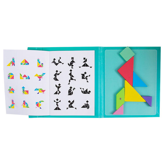 Cross-border Children's Early Education Toys Colorful Wooden Magnetic Tangram Teaching Aids Development Intelligence Puzzle