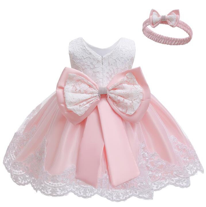 Amazon Explosions Baby One Hundred Days Old Dress Bow Hair Band Pouce Dress Lace Dress
