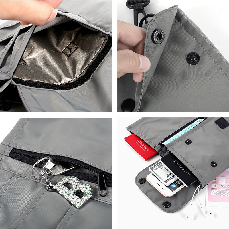 Weiqiang Overseas Travel ID Bag Nylon Hanging Neck Passport Bag Waterproof Storage Change Mobile Phone Bag Amazon