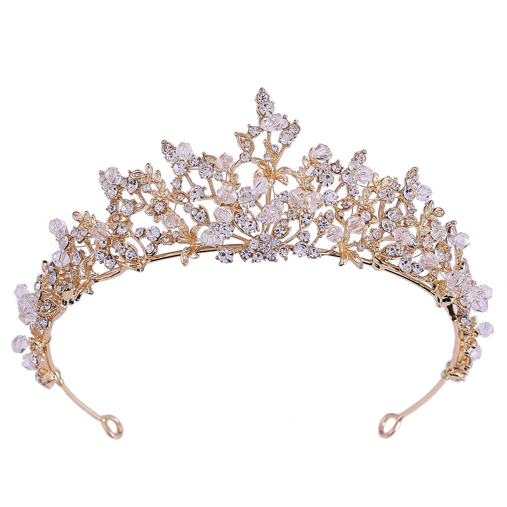 H1220 new bridal jewelry exquisite handmade crystal glass diamond crown wedding supplies alloy rhinestone headdress