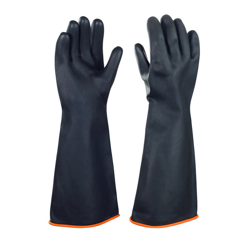Wholesale labor protection anti-chemical gloves Beita black lengthened thickened outdoor work natural acid and alkali resistant gloves