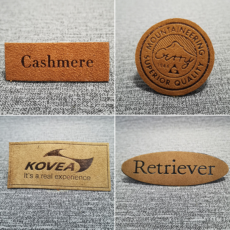 Luggage Leather Label Custom PU Leather Embossed Color Changing Jeans Hardware Leather Label Cowhide Logo Sample