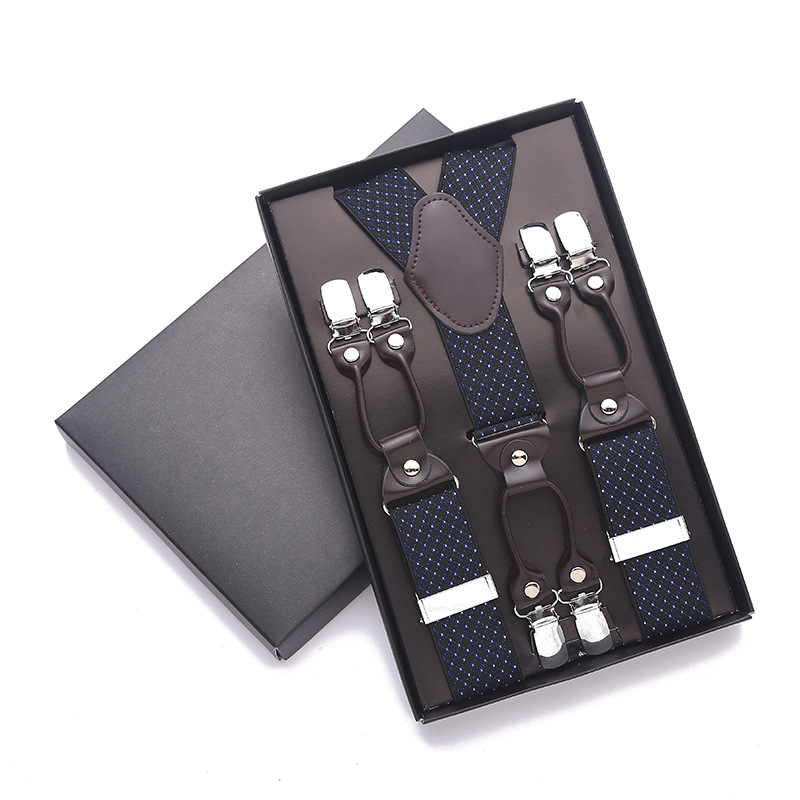 Cross-border supply business men's gift box strap adult leisure 6 clip buckle strap for the elderly strap manufacturers supply