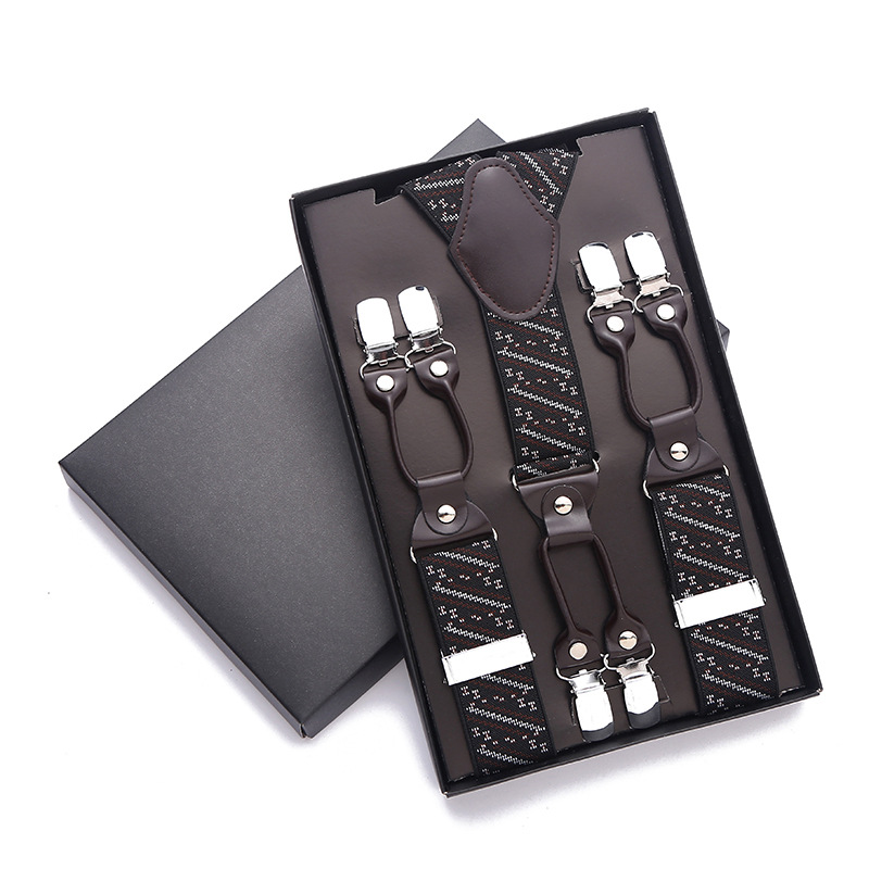 Cross-border supply business men's gift box strap adult leisure 6 clip buckle strap for the elderly strap manufacturers supply