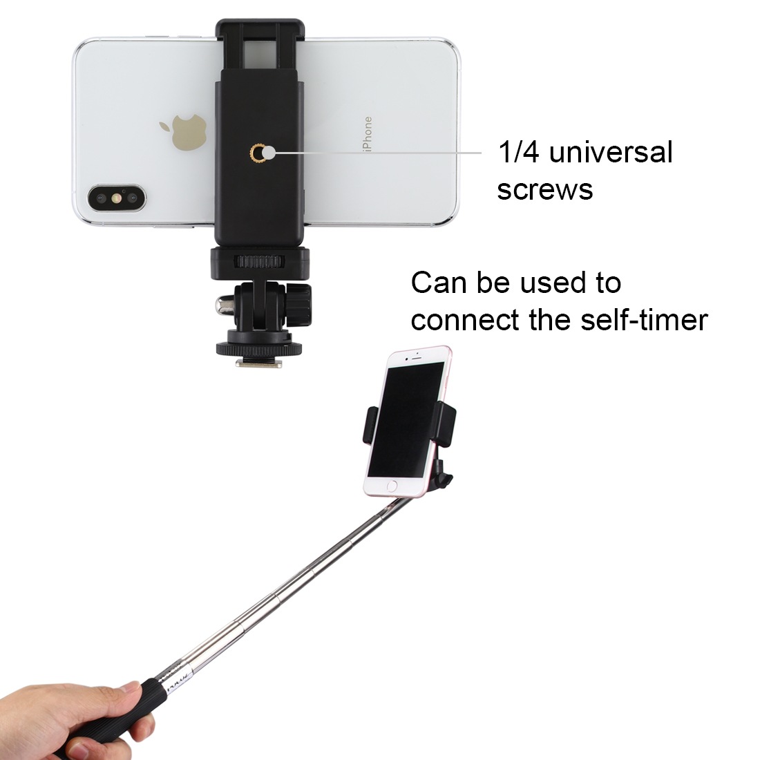 PULUZ Fat Cow 1/4 Screw Tripod Cold Boot Holder Yuntai with Mobile Phone Clip SLR Camera Cold Boot Holder Yuntai