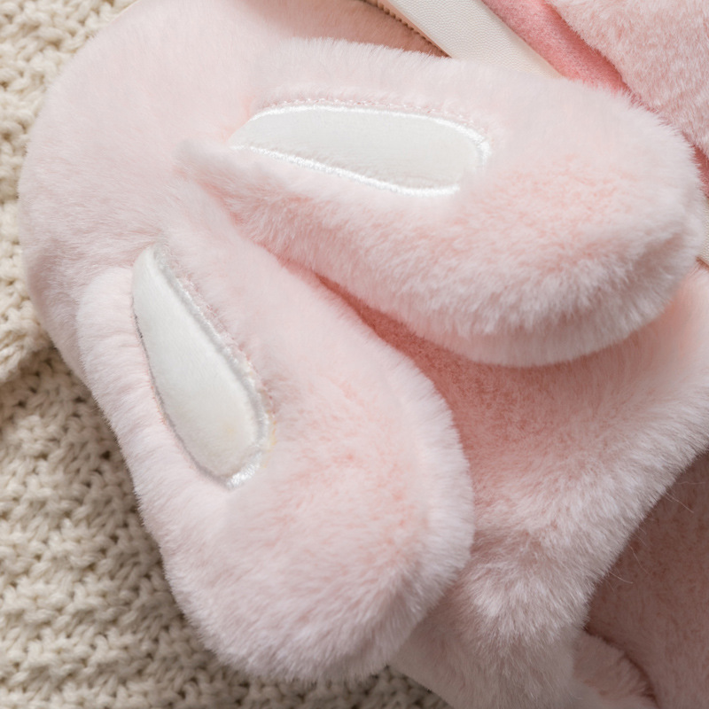 2023 New Style Cotton Slippers Men's and Women's Cute Cartoon Rabbit Ears Couple Plush Men's Winter Home Slippers