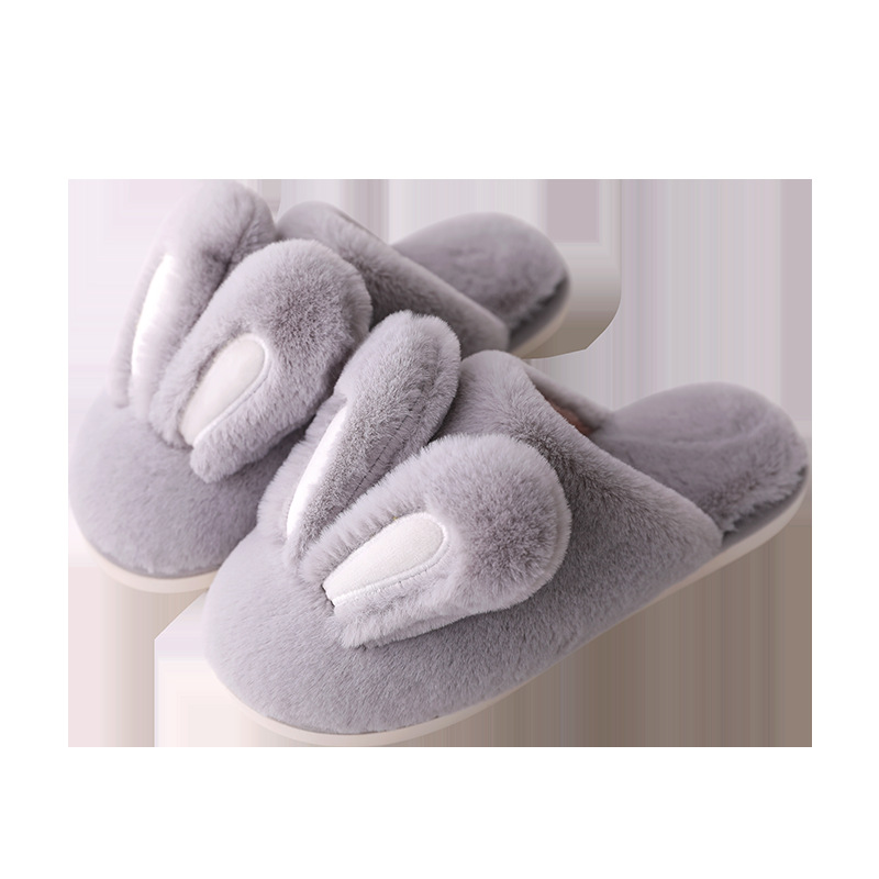 2023 New Style Cotton Slippers Men's and Women's Cute Cartoon Rabbit Ears Couple Plush Men's Winter Home Slippers