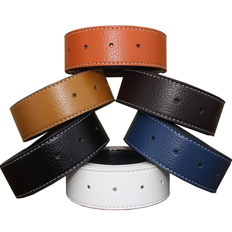 Belt Men's Genuine Leather h Smooth Buckle Belt Body Buckle Belt Men's Pants Belt Strip Factory Direct Trend
