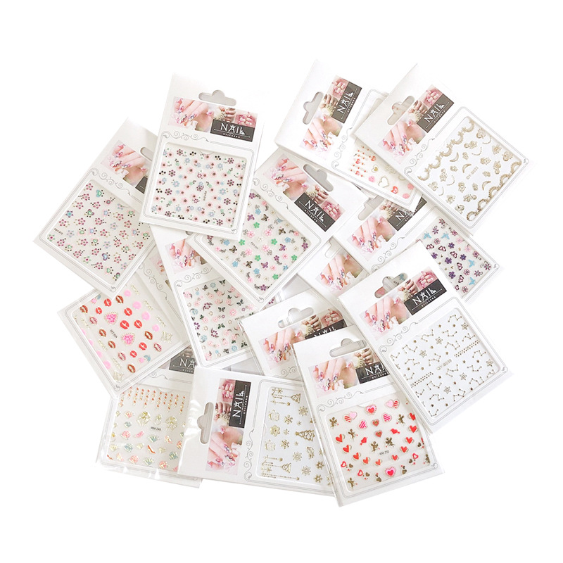 Foreign trade cross-border nail stickers 5D relief bronzing nail stickers golden nail jewelry nail patch set mixed batch