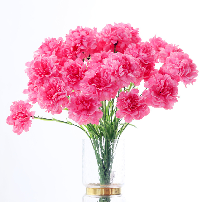 Spot supply factory sales silk cloth simulation flower Carnation home decoration Mother's Day single carnation