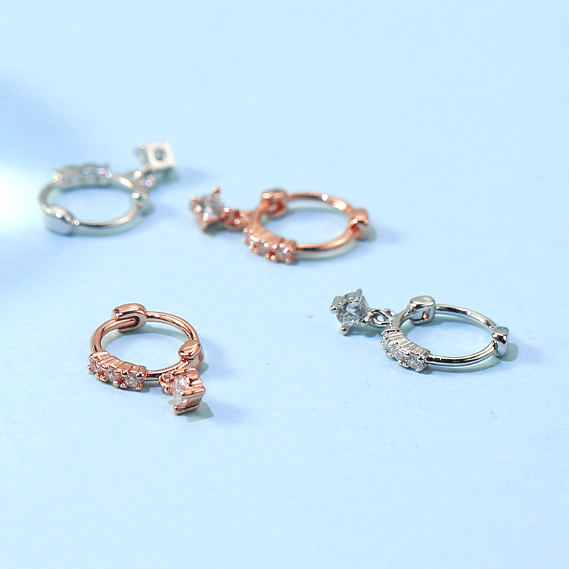 Taobao earring small earrings circle inlaid Korean temperament 2019 new earring trendy women