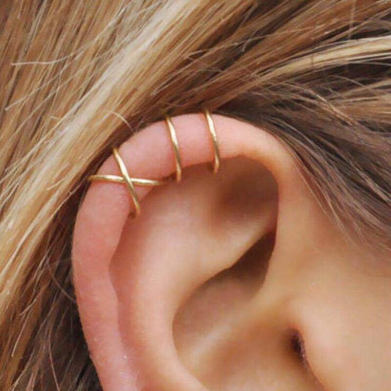 Cross-border Europe and the United States ins style 5-piece set creative personality fashion cartilage leaves double-layer earring ear clip set