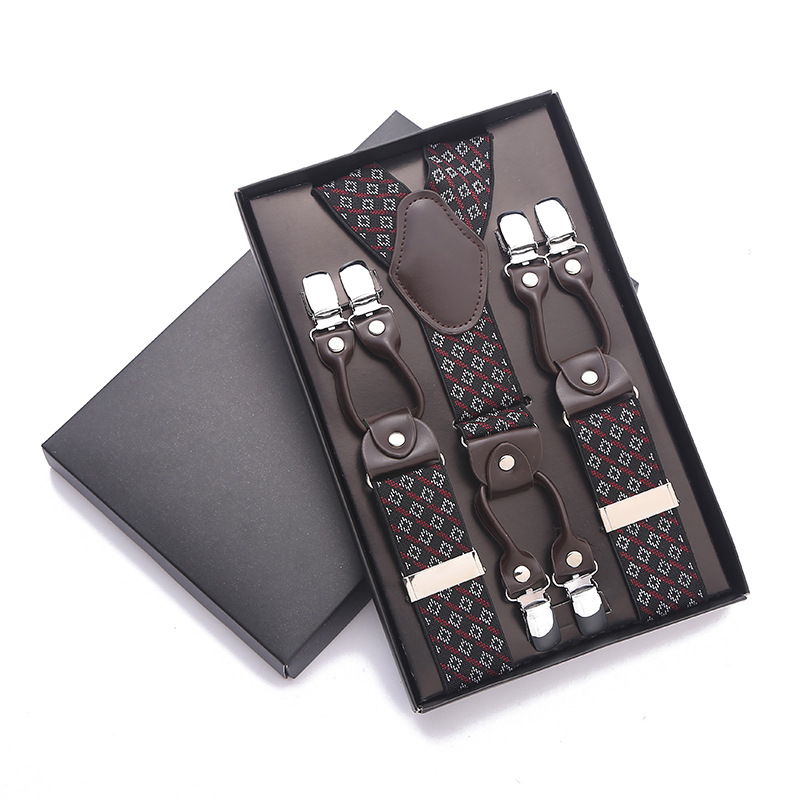 Cross-border supply business men's gift box strap adult leisure 6 clip buckle strap for the elderly strap manufacturers supply