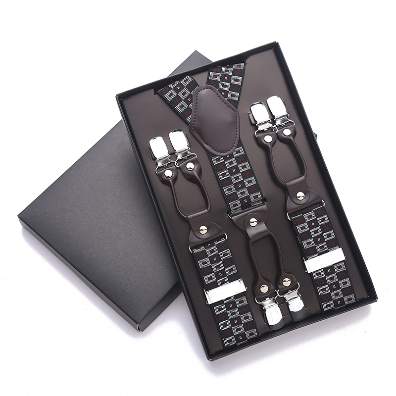 Cross-border supply business men's gift box strap adult leisure 6 clip buckle strap for the elderly strap manufacturers supply