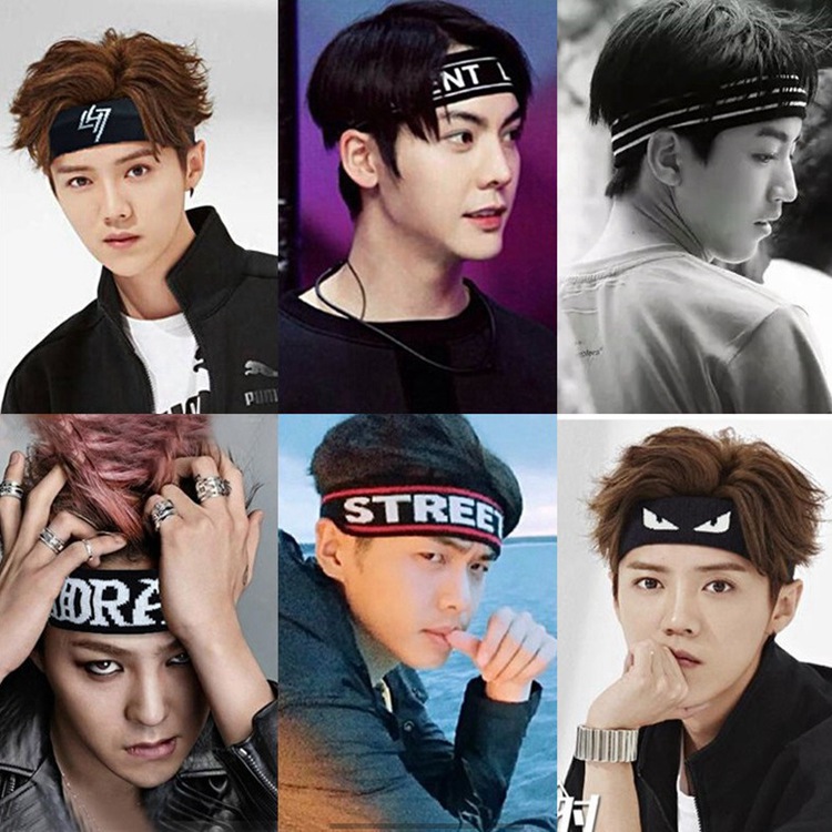 Sports hair band trendy men's headband hair band South Korea headdress wide-brimmed headscarf sweat-absorbent headband personalized running headband female