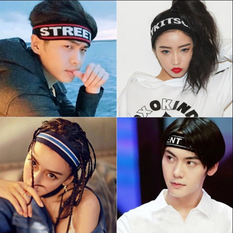 Sports hair band trendy men's headband hair band South Korea headdress wide-brimmed headscarf sweat-absorbent headband personalized running headband female