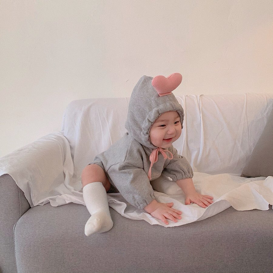 Baby's Spring, Autumn and Winter Baby's Hattie Climbing Wear Korean-style Three-dimensional Love Climbing Wear Cute Cute All-in-one Suit Bag Fart Suit