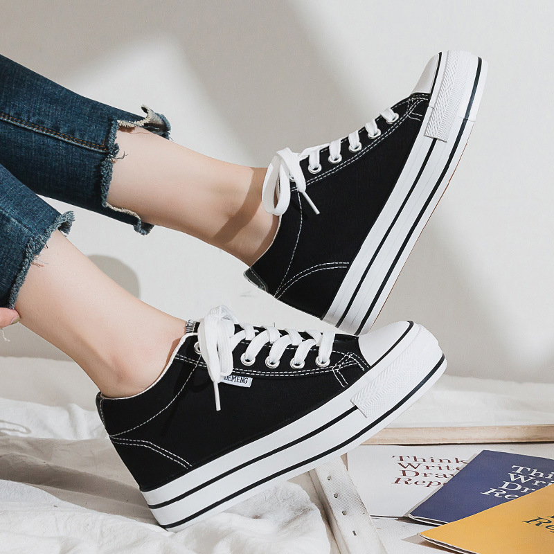 Thick-soled height-increasing small white shoes spring women's 2019 new all-match Korean-style student casual skate shoes canvas shoes
