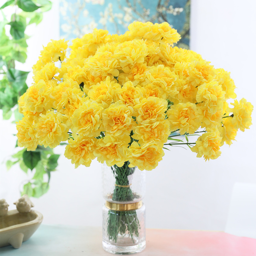 Spot supply factory sales silk cloth simulation flower Carnation home decoration Mother's Day single carnation