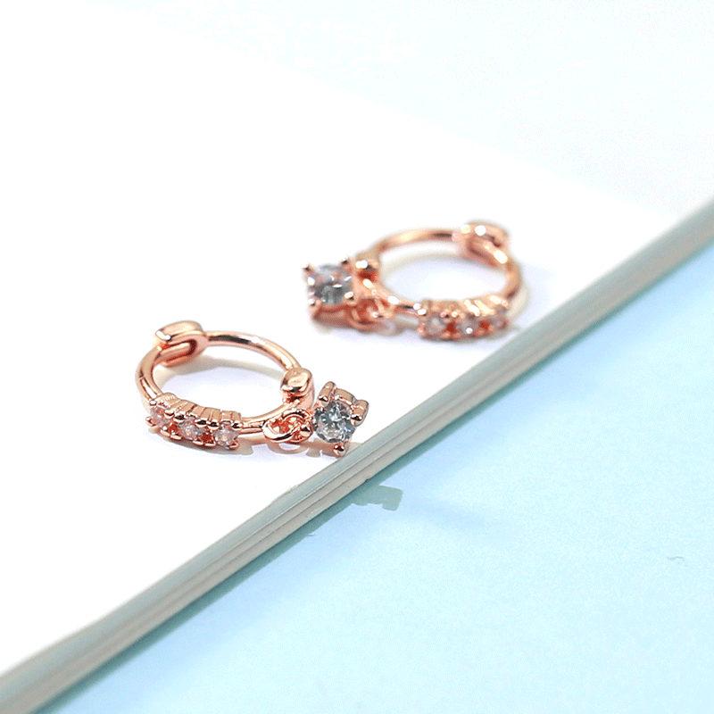 Taobao earring small earrings circle inlaid Korean temperament 2019 new earring trendy women