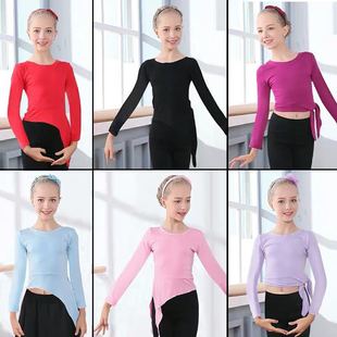 Children's Dancing Clothes Training Top Cotton Spring and Summer Long Short-sleeved Girls Latin Dance Chinese Body Dance Yoga Clothes