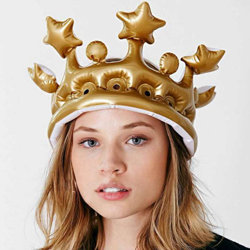 Cross-border wholesale PVC inflatable crown big small size children's crown stage props birthday princess cap queen head