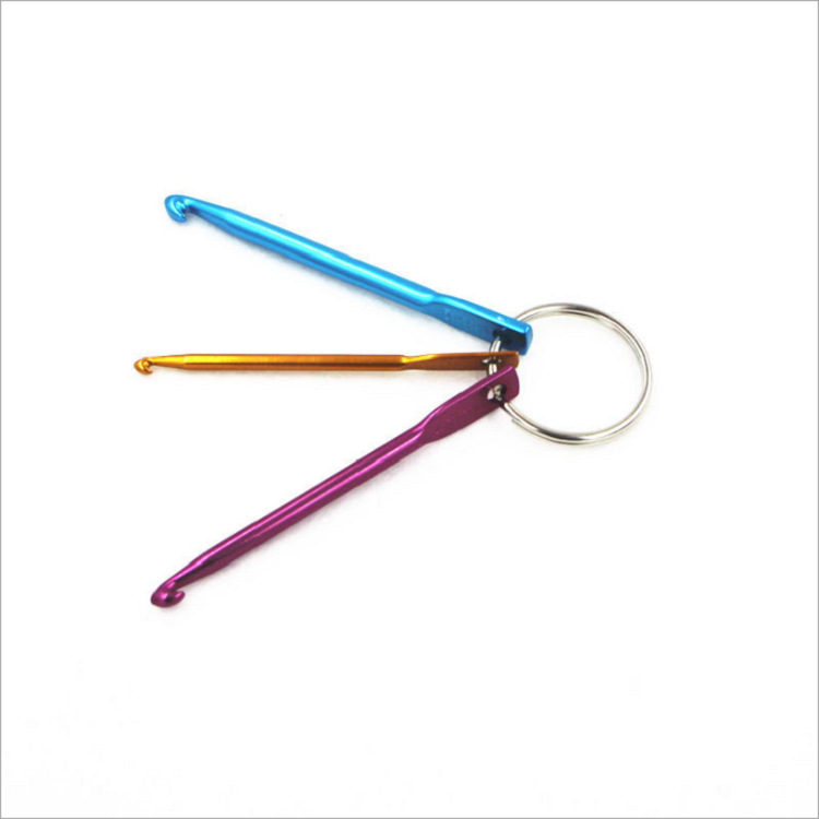 Single-head woven key ring crochet set of 3 colored alumina crochet color keychain short crochet