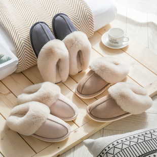 2023 suede cotton slippers home autumn and winter lovers warm thick wool slippers men's and women's slippers foreign trade cotton shoes wholesale