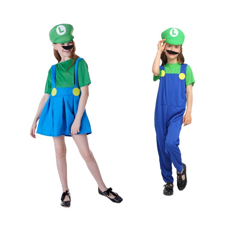 Halloween Super Mary Costume Adult Children Mario Clothes COSPLAY Anime Character Performance Costume