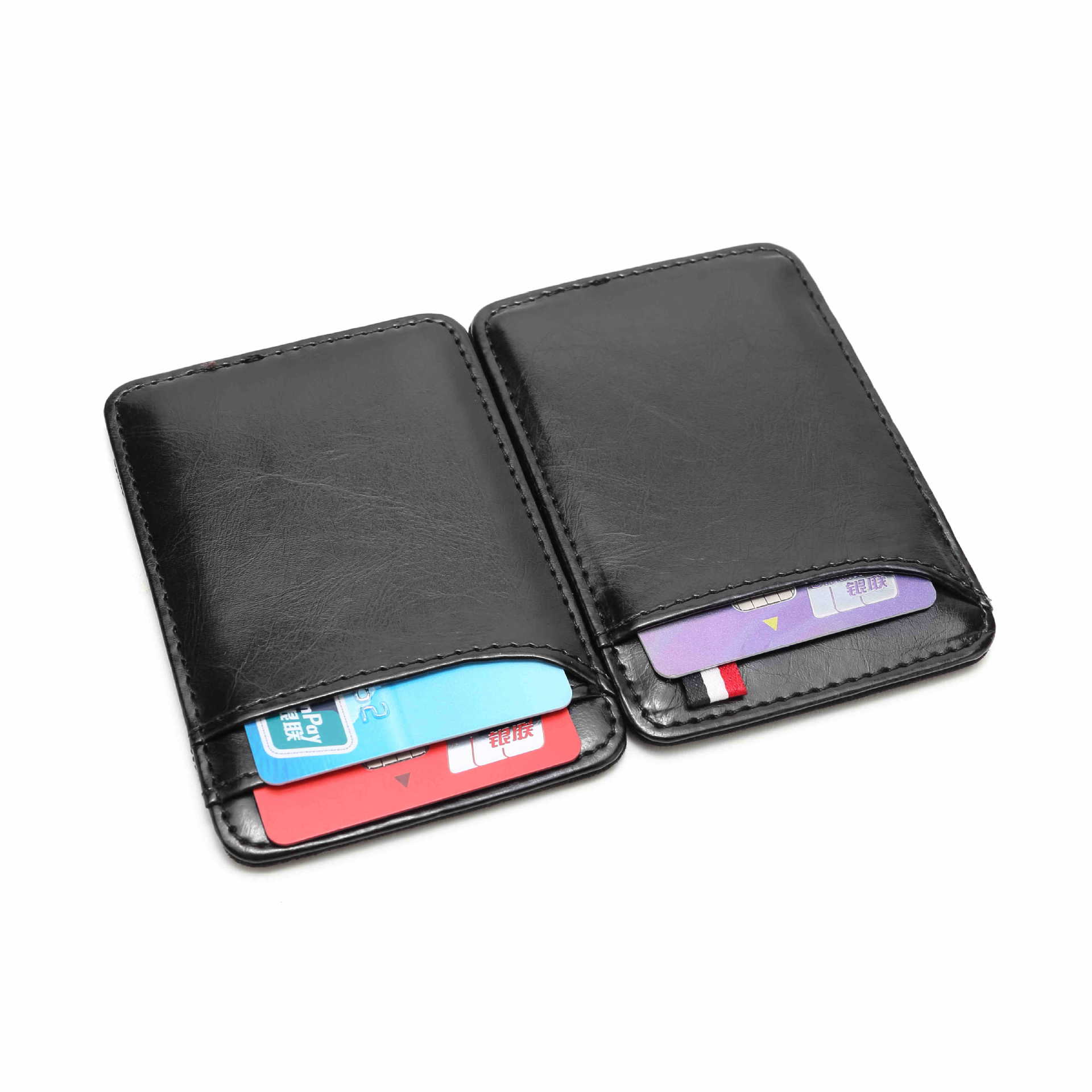 Spot New Korean Style Neutral Card Holder Card Holder Solid Color PU Leather Magic Wallet