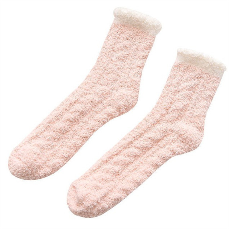 Autumn and Winter Solid Color Twist Coral Fleece Socks Thickened Warm Sleeping Socks Floor Socks Coral Fleece Socks for Women
