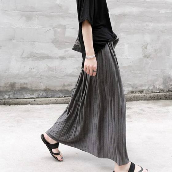 Casual Sportswear Women's Modal Cotton Pleated Skirt Vintage High Waist Skirt Organ Skirt Large Swing Long Skirt