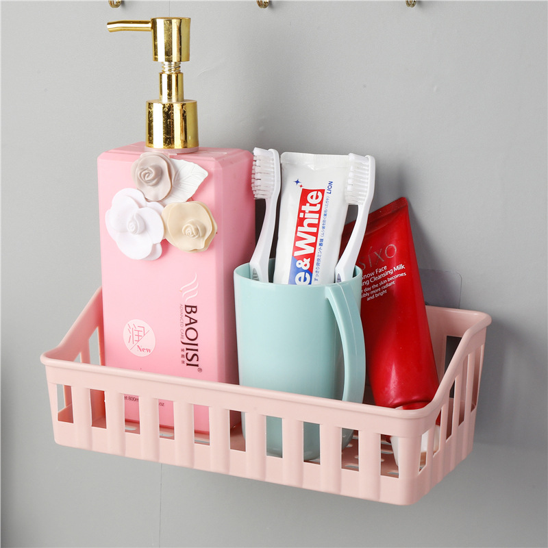 Bathroom Washstand Wall-mounted Bathroom Storage Rack Hole-free Seamless Wall-mounted Storage Bath Toilet Basket