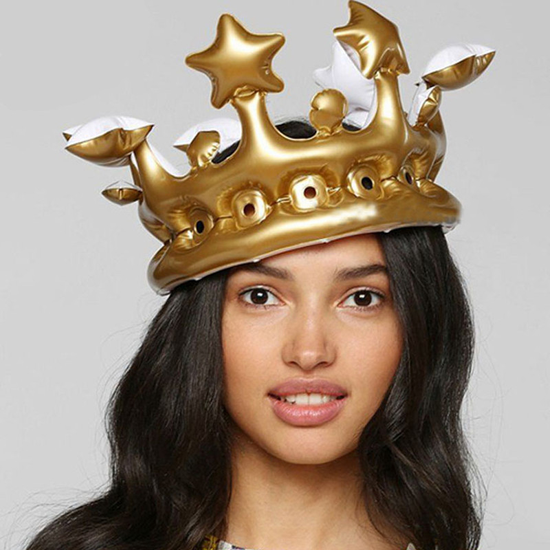 Cross-border wholesale PVC inflatable crown big small size children's crown stage props birthday princess cap queen head