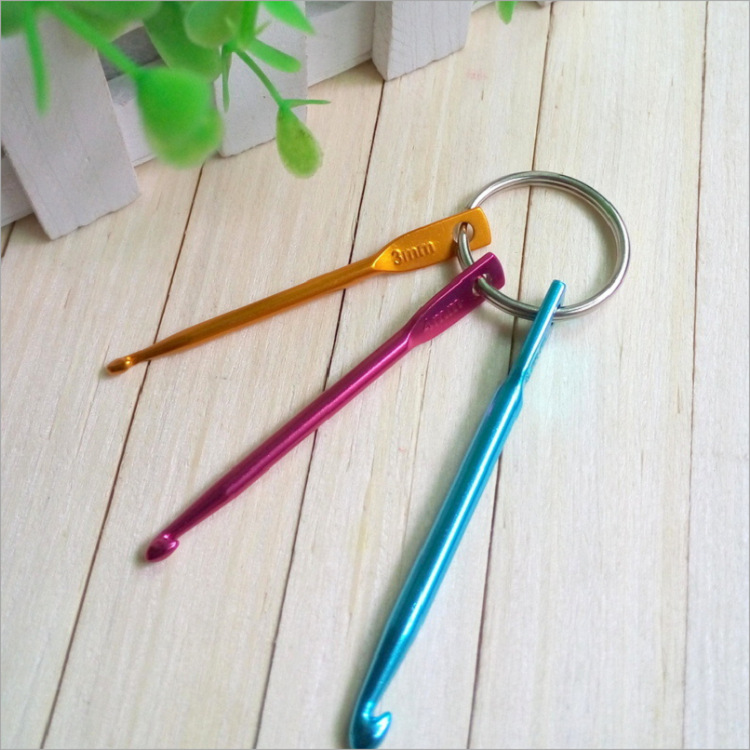 Single-head woven key ring crochet set of 3 colored alumina crochet color keychain short crochet