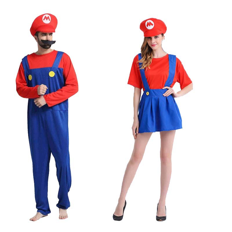 Halloween Super Mary Costume Adult Children Mario Clothes COSPLAY Anime Character Performance Costume