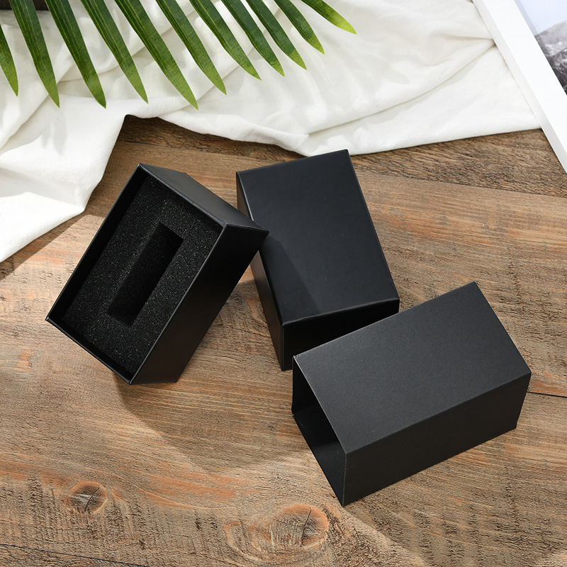 Atmospheric simple black watch box bracelet lipstick jewelry box printable LOGO watch box wholesale