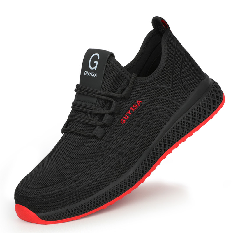 Cross-border safety shoes men's anti-smashing anti-piercing flying woven comfortable wear-resistant lightweight construction site safety protection work shoes