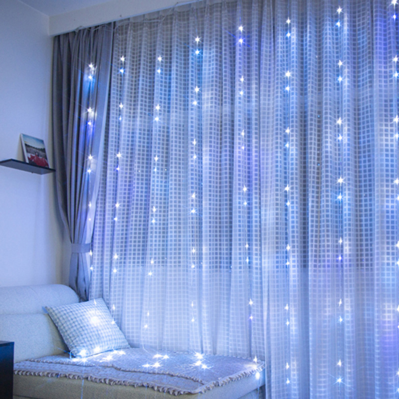 LED running water curtain lights holiday decoration wedding room layout romantic lights string net red waterfall leather line lights