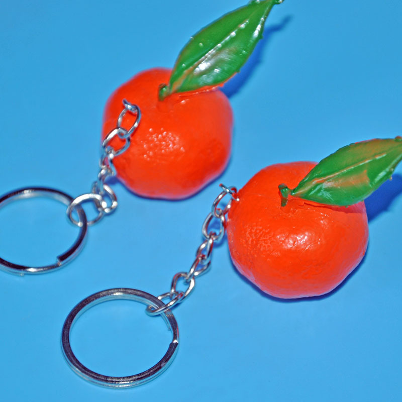 Creative personality foreign trade simulation fruit and vegetable model orange model keychain pendant gift 2 yuan store goods