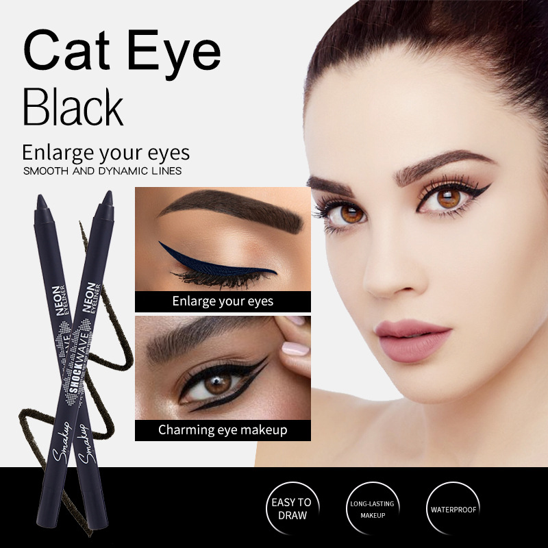 SMAKUP eyeliner pen color is not easy to faint black eyeliner pen non-glue pen quick-drying smooth eyeliner pen