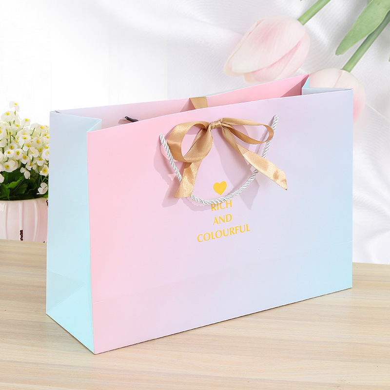 Ins Style Gradient Clothing Packaging Bag Birthday Gift Bag Accompanying Gift Handbag Gift Bag