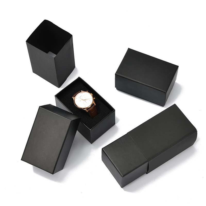 Atmospheric simple black watch box bracelet lipstick jewelry box printable LOGO watch box wholesale