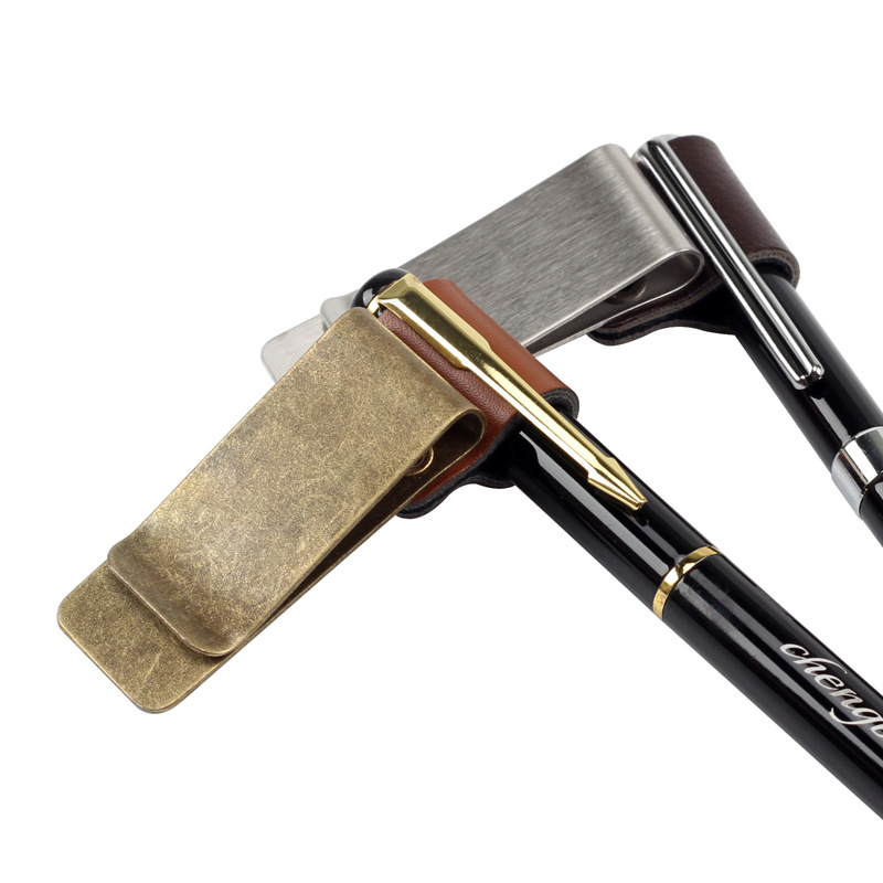Cross-border explosions retro pure copper stainless steel pen holder TN multi-purpose metal bill wallet can be printed logo