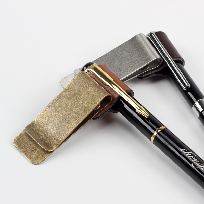 Cross-border explosions retro pure copper stainless steel pen holder TN multi-purpose metal bill wallet can be printed logo